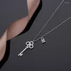 Choker High Quality Sterling Silver Summer Key Lock Rose Gold Necklace Pendant For Banquet Ladies Jewelry Lovers