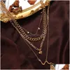 Anhänger Halsketten Modeschmuck Vintage Mtilayer Schlange Anhänger Halskette Herz Kette Halsketten Drop Lieferung Anhänger Dhqoa