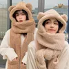 Christmas Decorations Cute Bear Ear Hat Scarf Gloves Set Winter Women Beanies Caps Warm Casual Plush Hats Solid Fleece Girl Kawaii Present 221130