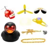 Canard en caoutchouc à vent cassé avec pendentif de casque, moteur de vélo de route jaune, accessoires de vélo, décoration de voiture