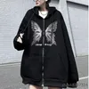 Men's Hoodies Sweatshirts Y2K Streetwear Hoodie Tops Punk Gothic Oversized Skull Wing Evil Flame Unisex Cardigan Zipper Sweatshirt Men Women Jackets Coats 221130