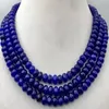 Nieuwe enorme 5x8mm blauwe saffier FACET KRALEN KETTING 3 rij 17-19''