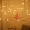Strängar 2,5 m Fairy LED -stjärna Moon Garland Lamp Home Party Decor Window Curtain String Light Romantic Wedding Decoration