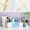 Storage Boxes Gold Glass Makeup Brush Holder Container Ring Earring Clear Drop