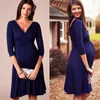 Robes de soirée vêtements de maternité été femmes enceintes robe Sexy col en v demi manches a-ligne élégante couleur unie grande taille