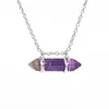 Natural Stone Crystal Point Pendant Amethyst Aventurine Pink Quartz Halsbandsmycken för kvinnliga män