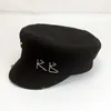 Berets Simproidery RB Hat Women Men Street Fashion Style Sboy Hats Black Flat Top Caps Drop Ship Cap 221130