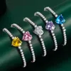 Pulsera de cristal en forma de corazón de lujo para mujer Pulseras de cadena de corazón de moda Brazalete de diamantes de imitación Accesorios de joyería nupcial de boda Regalos