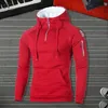 Herrtröjor tröjor män mode blixtlås lång ärm huva hoodie manlig casual hoody outwear hip hop streetwear solid pullover röd 221130