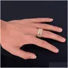 Bandringen maat 712 Ice Out Hip Hop CZ Baguette ringen sieraden Gold Sliver micro verharde ring voor man vrouwen cadeau drop levering sieraden dh0ts