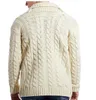 Herrtröjor Cardigan Sticked Solid Color Stylish Casual Long Sleeve Shirt Slå ner kragen Fall Winter 221130