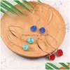 Dangle Chandelier Colorf Round Druzy Resin Charm Dangle Earrings Korean Style Long Hook Statement For Women Fashion Jewelry Drop De Dhg1B