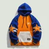 Men's Hoodies Sweatshirts Winter Lambswool Thicken Warm Star Embroidery Patchwork Mens Fashion Casual Oversized Loose Pullovers Unisex 221129