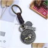 Key Rings 12 Constellation Leather Weave Key Chain Pendant Vintage Animal Zodiac Scorpions Keychain Keyring Punk Men Women Vrictaat Dh8nk