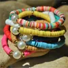 Tobilleras 10 colores Elección Pulsera para mujer Marca Boho Mujeres Hecho a mano Arcilla polimérica Imitación Pulseras de perlas Regalos de joyería