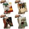 Shopping Bags Black Africa Girl Art Women Canvas Shopper Bag Both Sides Reusable Fashion Cartoon Beautiful Lady Tote Shoulder Handbag