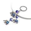 Keychains 1pc Blue Evil Eye Charms Keychain Elefante pendente de liga de liga de liga de laia -chave de cabine Tassel Jeia