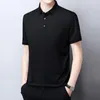 Herr t-skjortor medel￥lders m￤n t-shirt sommar modedesign lapel kl￤der kort ￤rm Silk all-match smal daglig l￶s bekv￤m bekv￤m