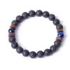 8mm pierre de lave naturelle à la main brins de perles bracelets porte-bonheur pour hommes femmes élastique bracelet amoureux bijoux