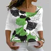 Служба одежды V-образной улицы. Случайный по размеру Tops Summer 2022 Большой размер 4xl 5xl Vintage 3D Flower Print Женская футболка с длинным рукавом.