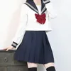 Clothing Sets Girls School Uniform Black Pleated Skirt Short/Middle/Long Solid Color JK Suit Elastic Waist High Dress For Teenager