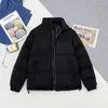 Giù da uomo Giacca imbottita in cotone soffice Collo alla coreana Cappotto imbottito a maniche lunghe Parka invernale oversize Coppia Zip Up Top Giacca a vento maschile