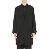 Heren Trench Coats Men's lange mouwen zwarte jas vrije tijd eenvoudige massieve kleur veer dubbelzijds multi-pocky windjack medium