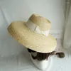 Berets 01812-panshi Desige 15cm Brim Summer Handmade Straw Paper Sun Cap Men Women Leisure Holiday Beach Hat