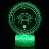 3D Lamp Night Light Twelve constellations Design 16 Colors Changing LED Illusion Base Lights for Kids Gift