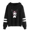 Kuromi Anime Onegai My Melody Merch Hoodies senza tasca barre parallele manica fenta