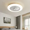 침실 목재 LED 천장 팬 램프 가벼운 조용한 원격 제어 홈 장식 조명 팬 천장 장착 램프 조명