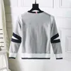 New Tb Thom Sweatshirt Spring Autumn Cotton Clothing Patchwork Classic Striped Design Fashion Brand Crew Pullovers Sweatshirts