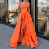 Sukienki imprezowe luksusowe eleganckie kobiety satynowe sukienka maxi slip sukienka Bankiet formalny rękaw Sexy split z trasy wykwintne damskie sukienki wieczorowe T220930