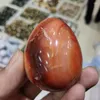 Decorative Figurines 50mm Red Orange Carnelian Agate Egg Sparkling Natural Lapidary Veins Mineral