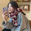 Scarves Wool Knitted Scarf Retro Plaid Womens Winter Vintage Rhombic Thick Foulard Shawl for Female 220930