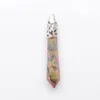 Natural Unakite Jaspers Gem Stone Long Wand Point Pendulum Pendant Hexagon Healing Chakra Reiki Pendant N3001