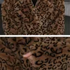 Women's Fur 2022 Winter Thick Warm Leopard Long Teddy Coat Women Outerwear High Quality Loose Suit Collar Faux Jacket Female