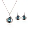 Boucles d'oreilles de collier Réglage 2022 Bijoux de gourde pour les femmes Cadeaux de filles à crochet de gouttes d'eau élégante