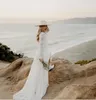 Lace Boho syrena sukienki ślubne Bell długie rękawy suknia ślubna w stylu Hippie w stylu Hippie na plażę A-line zaręczynowe Elopement Vestido de novia