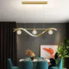 Candeliers Nordic LED Restaurant Chandelier Light Luxury Long Trip Table Lamp Creative 2022 Dining Room Bar Simple Modern