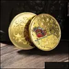 الفنون والحرف الأخرى Santa Coins Gold Coins Decorations Massected Printing Snowman Gift Medal Medal Bdebag DHM0V