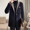 Hommes Trench-Coats YASUGUOJI Casual Hiver Laine Long Manteau Hommes Mode Coréenne Vison Imitation Veste Mâle À La Mode Lourd Vêtements Hommes Pardessus