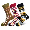 Men's Socks 2022 Summer Fashion Men's Color Striped Jacquard Art Hit Point Long Crew Happy Men Harajuku Dress