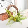 Decorative Flowers Cilected Simulation Green Plants Fleshy Rattan Circle Wreath Wall Hanging Artificial Plastic Flower Pendant Decor 1PC