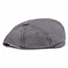 Berets Octagonal Cap Женский хлопковый синий пик пики ретро -художник Шляпа мужская в стиле колледжа в стиле Sboy Sboy