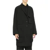 Heren Trench Coats Men's lange mouwen zwarte jas vrije tijd eenvoudige massieve kleur veer dubbelzijds multi-pocky windjack medium