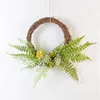 Decorative Flowers Cilected Simulation Green Plants Fleshy Rattan Circle Wreath Wall Hanging Artificial Plastic Flower Pendant Decor 1PC