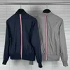 2022 Fashion Brand Tb Jacket Men Cardigans Clothing Back Striped V-neck Baseball Uniform Spring Autumn Sports Casual Coat Male