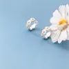Hoop Earrings Korean Fashion Silver Daisy White Simple Flower Fresh And Lovely Earring For Women's Jewelry Wedding Party Gifts