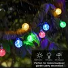 Strings 50LEDS lampe solaire boule de cristal LED guirlandes lumineuses guirlande de fée étanche pour jardin extérieur noël mariage multicolore 2pack